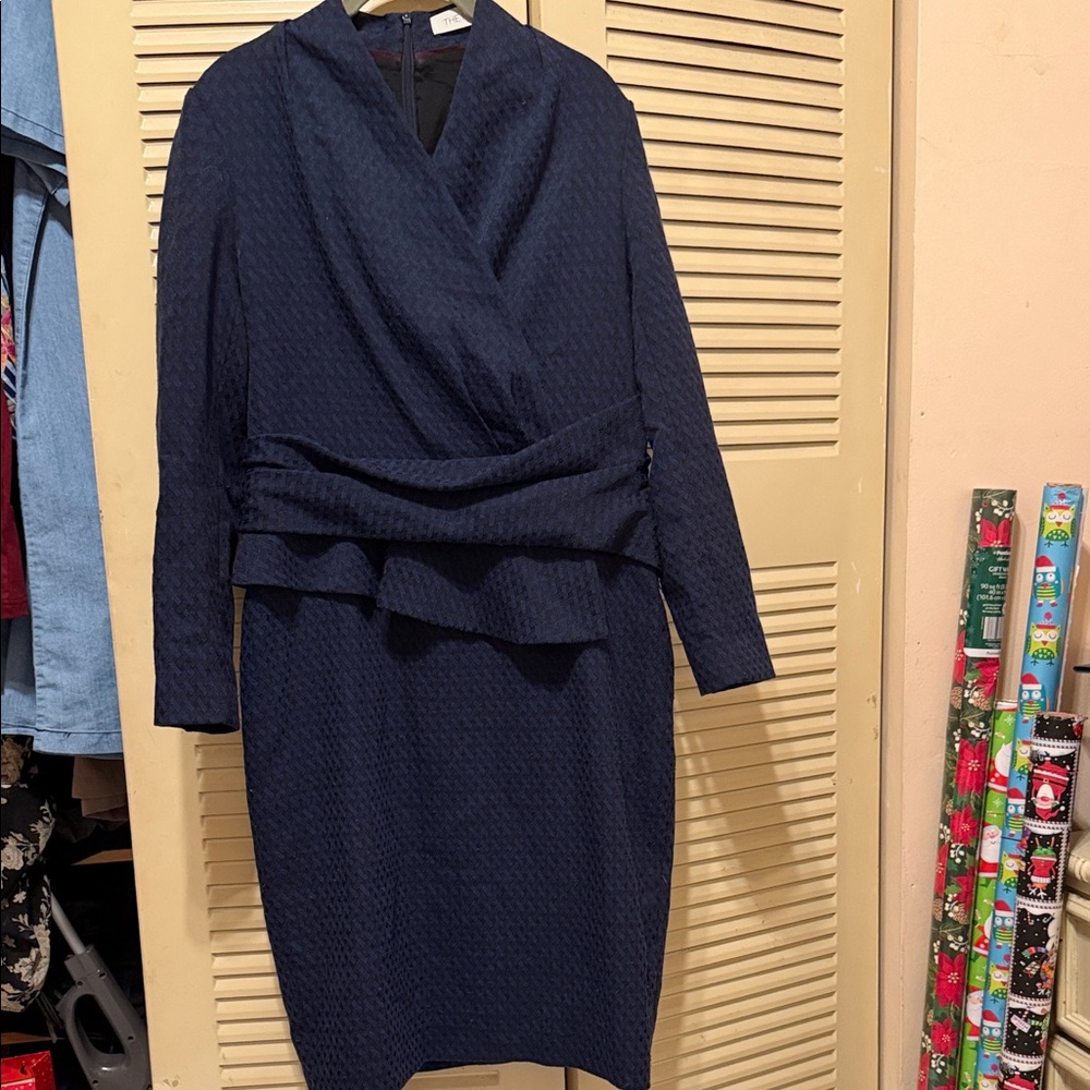 Chic Long Sleeve Navy Dress